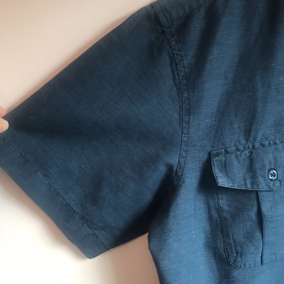 Old Navy Men’s Slim Fit Indigo Blue Button Down Short Sleeve Shirt. - Picture 9 of 10